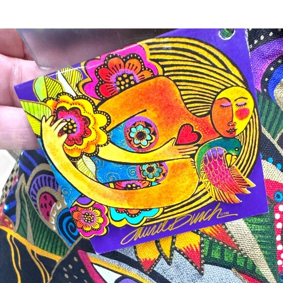 Laurel Burch Colorful Black Cat Shoulder Purse Pocketbook Canvas Tote Bag NEW - Picture 13 of 16